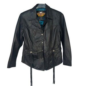 Harley-Davidson Womens Size Large Genuine Leather Motorcycle Jacket  Black